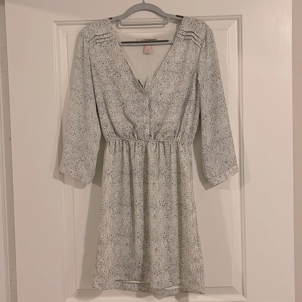 White and Black Print Dress